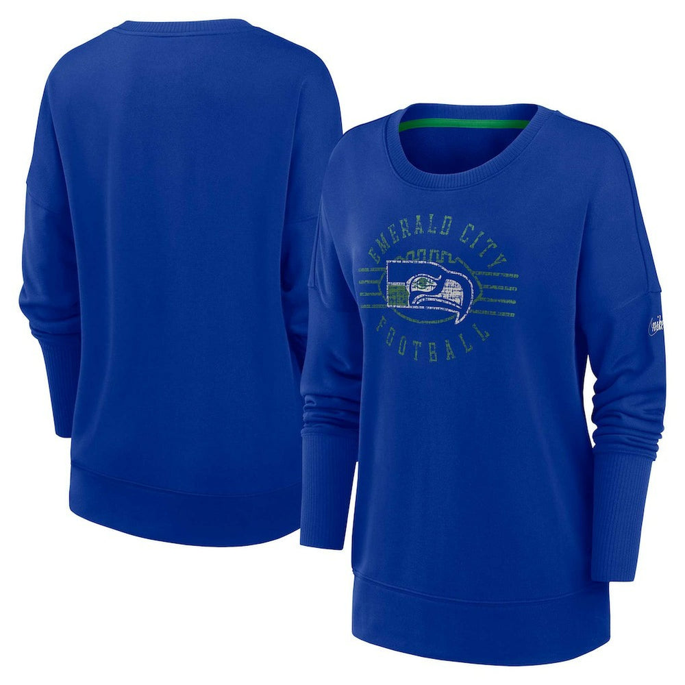 Nike Seattle Seahawks Women's Rewind Playback Icon Performance Pullover Sweatshirt Royal