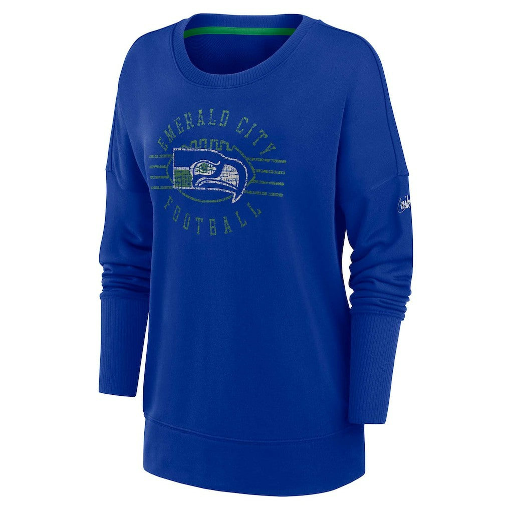 Nike Seattle Seahawks Women's Rewind Playback Icon Performance Pullover Sweatshirt Royal