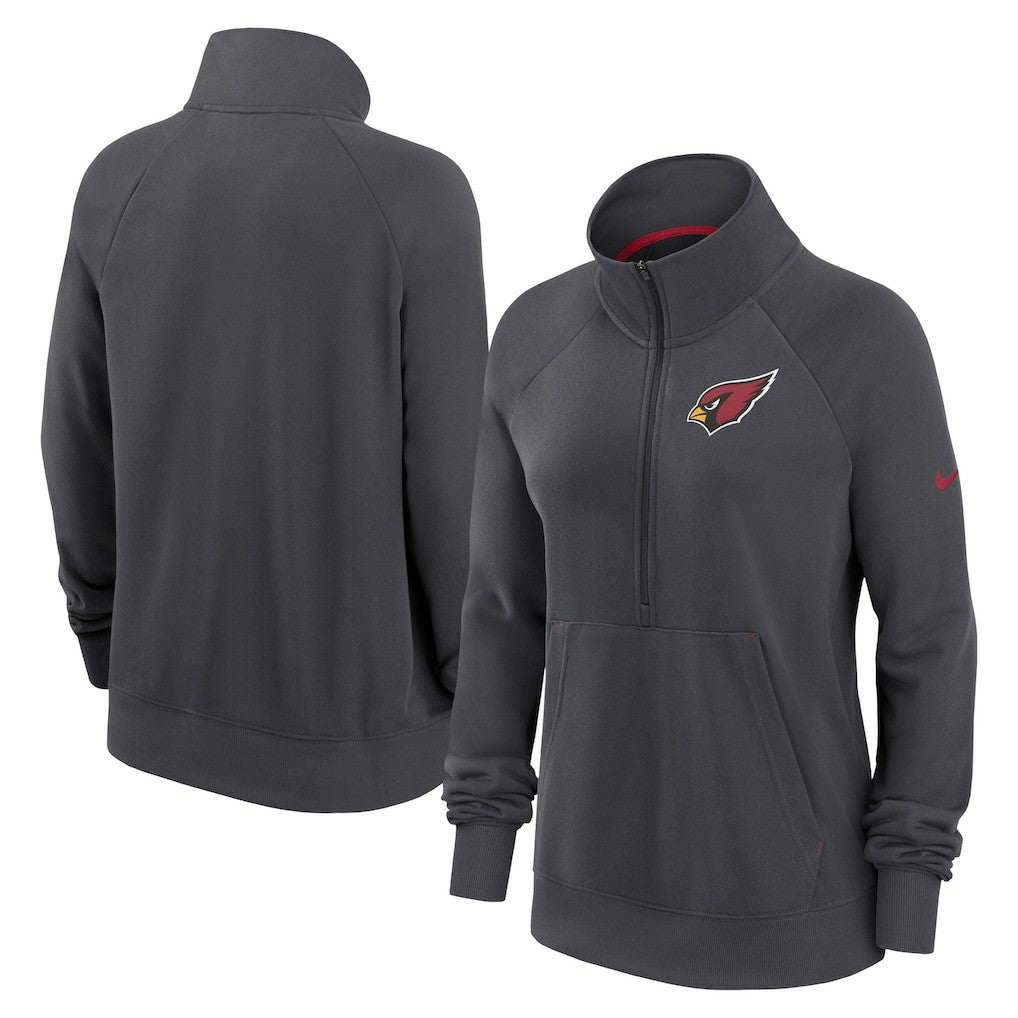 Nike Arizona Cardinals Women's Premium Raglan Performance Half-Zip Sweatshirt Charcoal