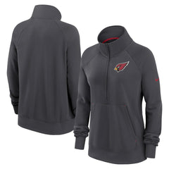 Nike Arizona Cardinals Women's Premium Raglan Performance Half-Zip Sweatshirt Charcoal