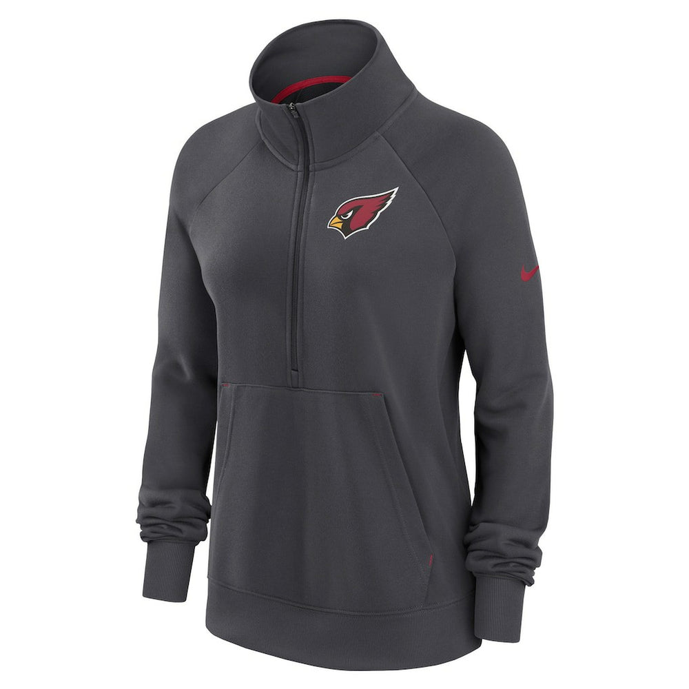Nike Arizona Cardinals Women's Premium Raglan Performance Half-Zip Sweatshirt Charcoal