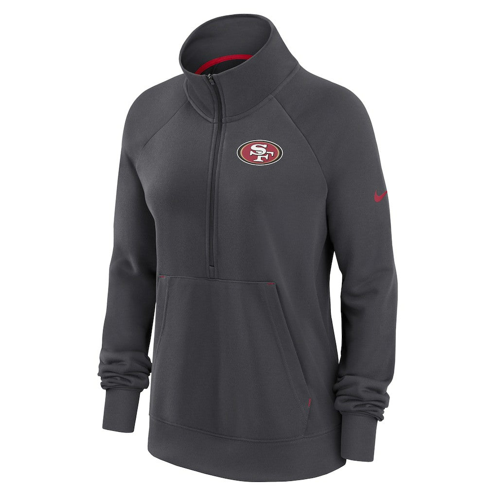 Nike San Francisco 49ers Women's Premium Raglan Performance Half-Zip Sweatshirt Charcoal