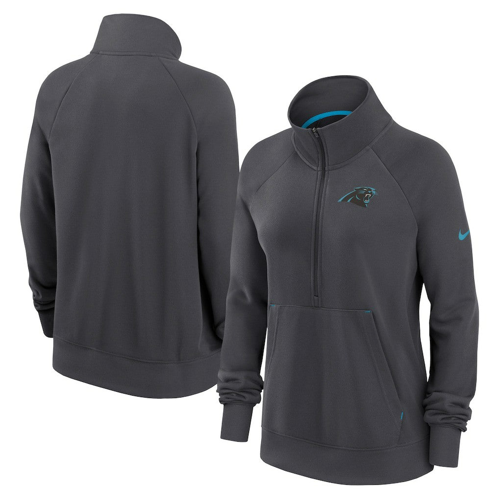 Nike Carolina Panthers Women's Premium Raglan Performance Half-Zip Sweatshirt Charcoal