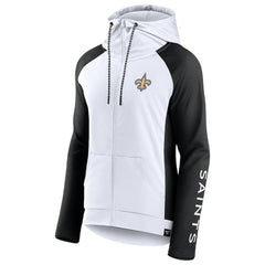 Fanatics New Orleans Saints Women's End Around Lightweight Raglan Full-Zip Hoodie Jacket White/Black
