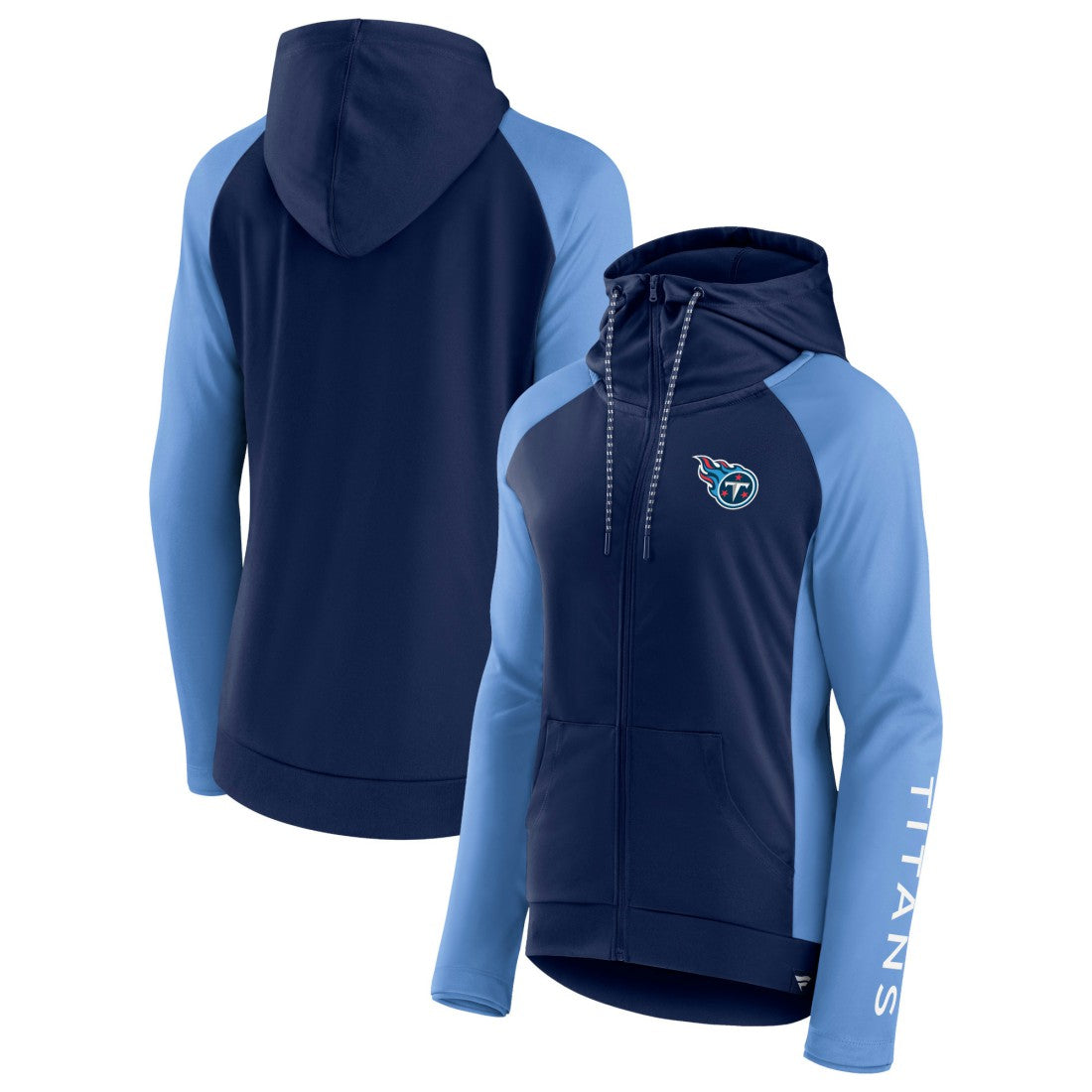 Fanatics Tennessee Titans Women's End Around Lightweight Raglan Full-Zip Hoodie Jacket Navy/Light Blue