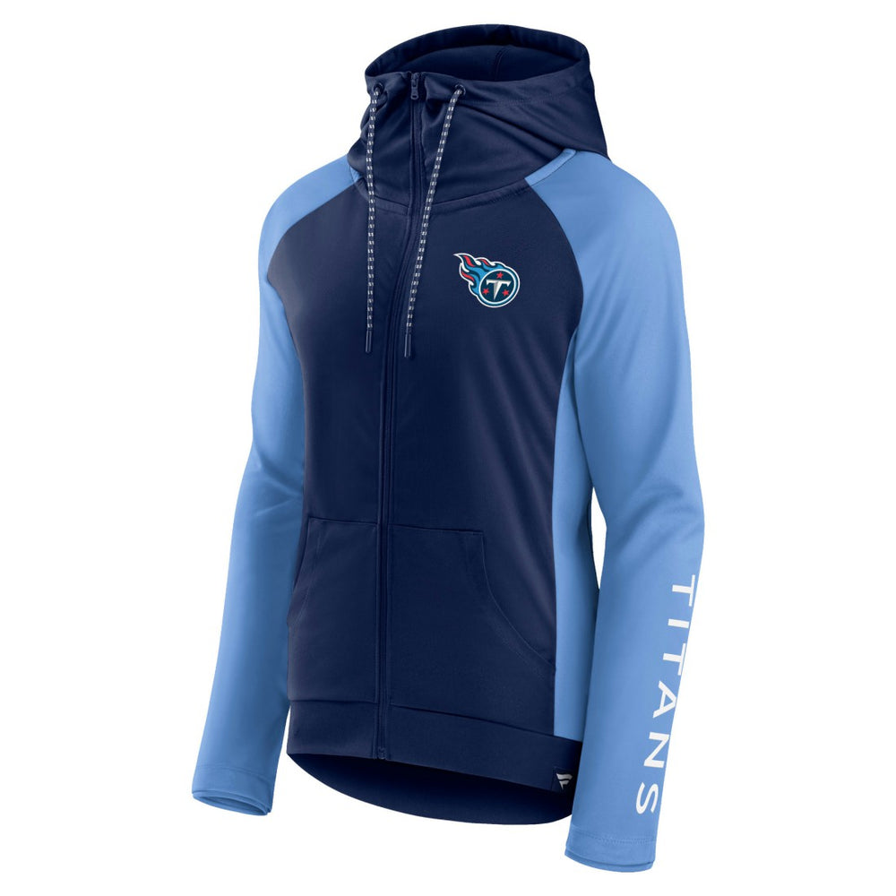 Fanatics Tennessee Titans Women's End Around Lightweight Raglan Full-Zip Hoodie Jacket Navy/Light Blue