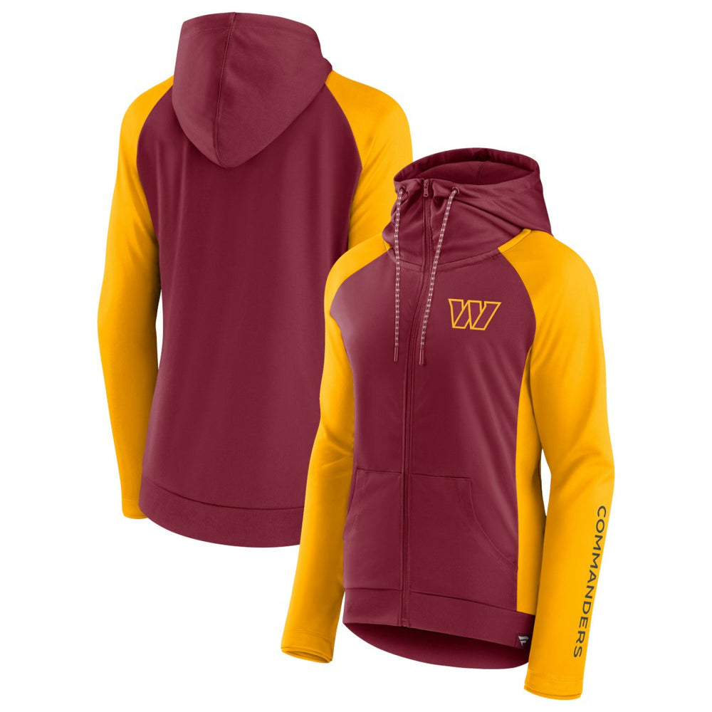 Fanatics Washington Commanders Women's End Around Lightweight Raglan Full-Zip Hoodie Jacket Burgundy/Gold