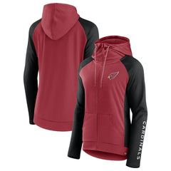 Fanatics Arizona Cardinals Women's End Around Lightweight Raglan Full-Zip Hoodie Jacket Cardinal/Black
