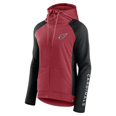 Fanatics Arizona Cardinals Women's End Around Lightweight Raglan Full-Zip Hoodie Jacket Cardinal/Black