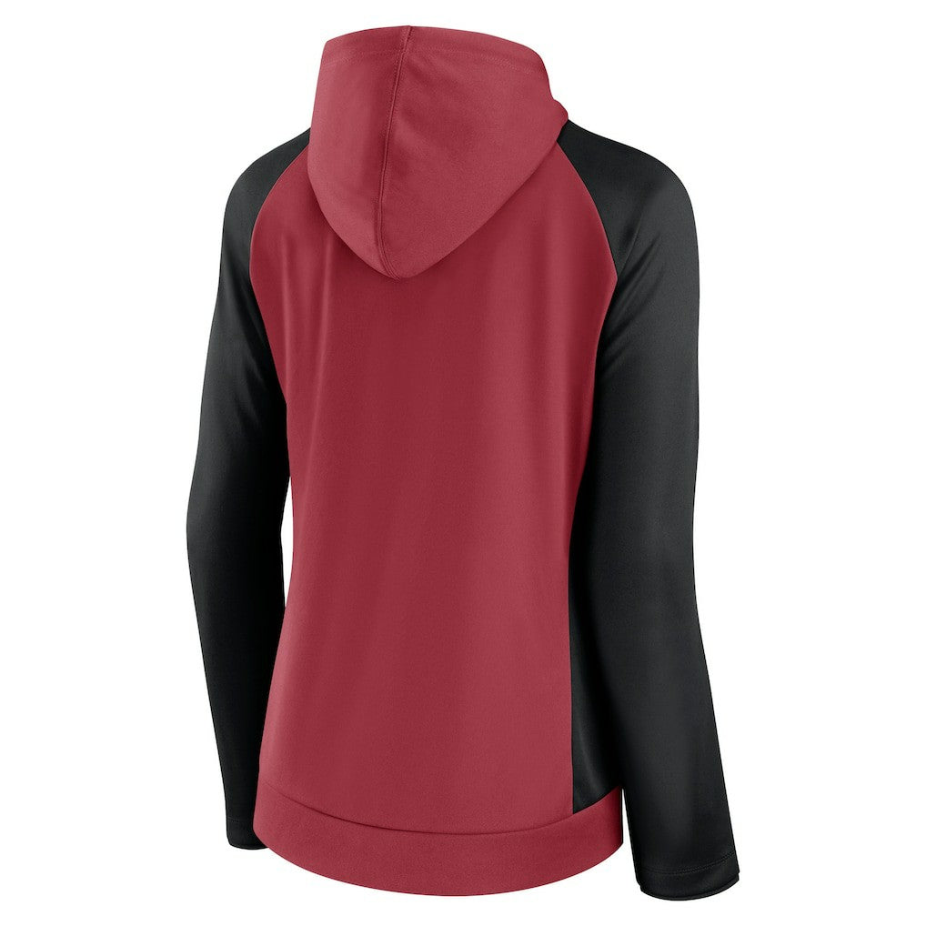 Fanatics Arizona Cardinals Women's End Around Lightweight Raglan Full-Zip Hoodie Jacket Cardinal/Black