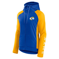 Fanatics Los Angeles Rams Women's End Around Lightweight Raglan Full-Zip Hoodie Jacket Royal/Gold