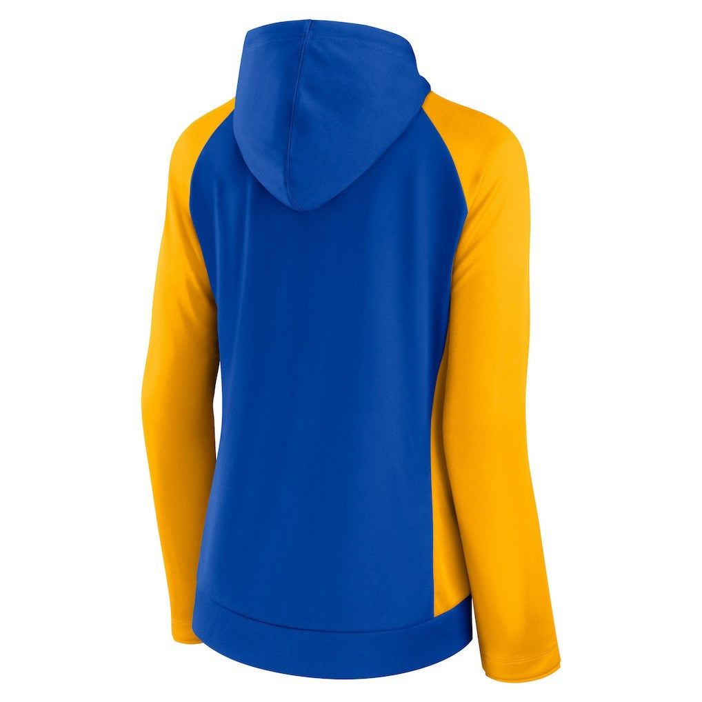 Fanatics Los Angeles Rams Women's End Around Lightweight Raglan Full-Zip Hoodie Jacket Royal/Gold