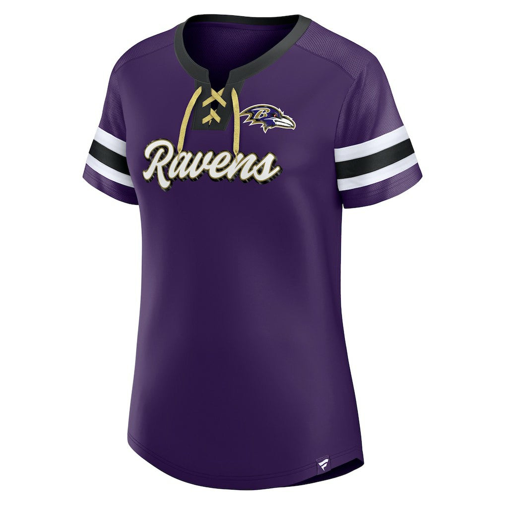 Fanatics Baltimore Ravens Women's Original State Lace-Up T-Shirt Purple