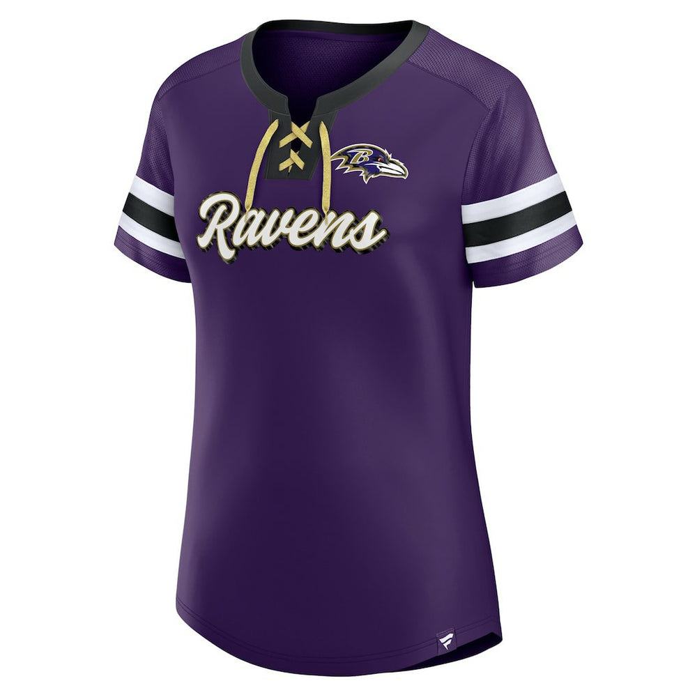 Fanatics Baltimore Ravens Women's Original State Lace-Up T-Shirt Purple
