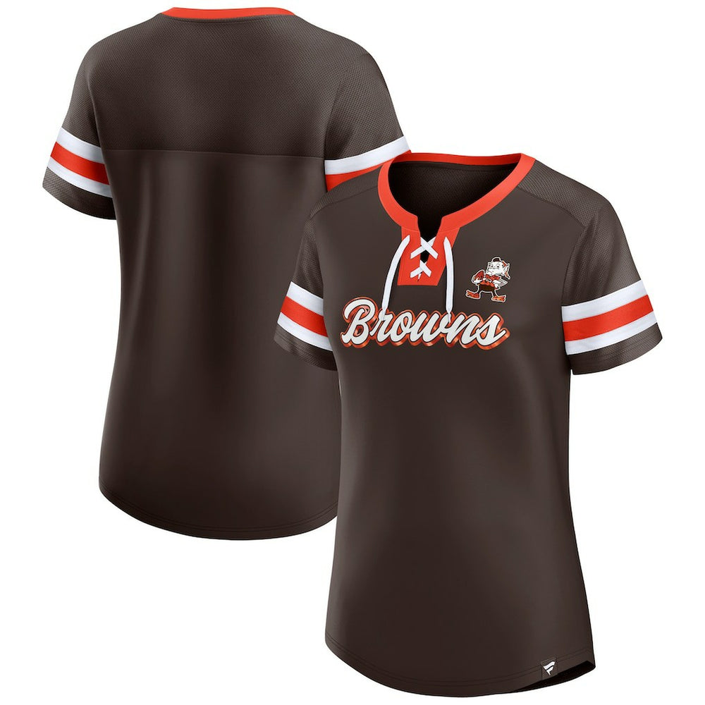Fanatics Cleveland Browns Women's Original State Lace-Up T-Shirt Brown