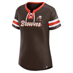 Fanatics Cleveland Browns Women's Original State Lace-Up T-Shirt Brown