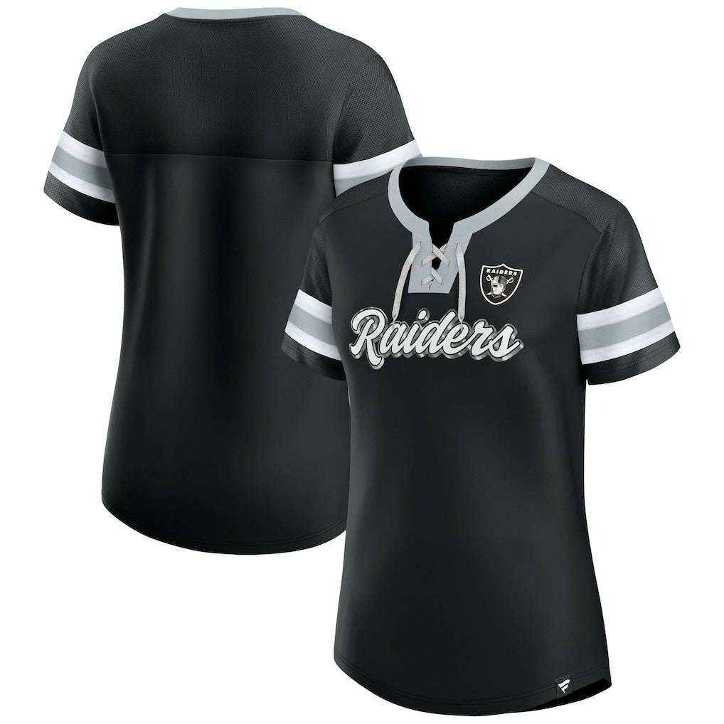 Fanatics Las Vegas Raiders Women's Original State Lace-Up T-Shirt Black