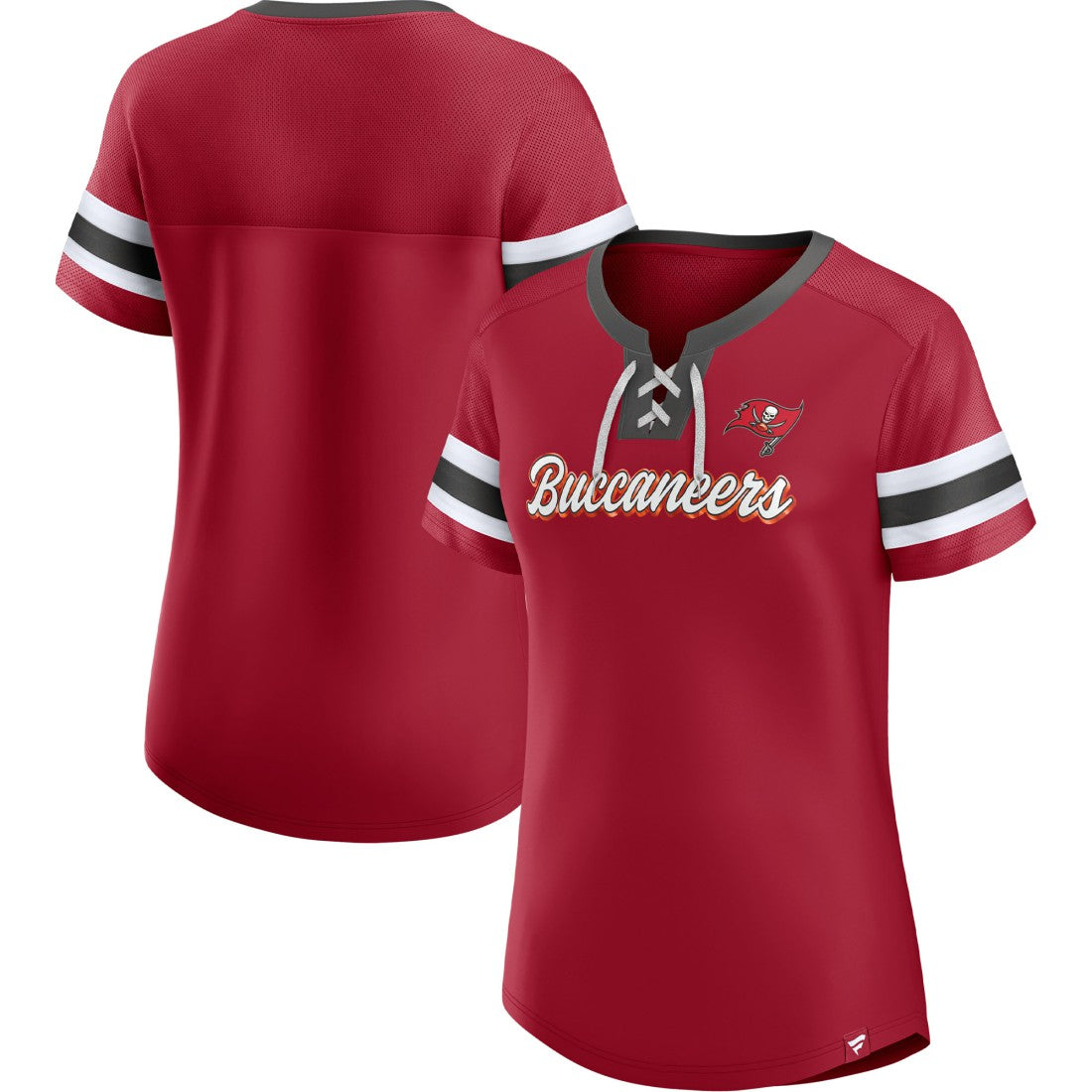 Fanatics Tampa Bay Buccaneers Women's Original State Lace-Up T-Shirt Red