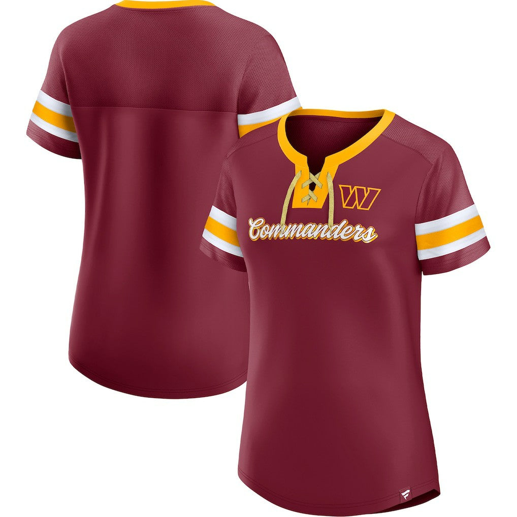 Fanatics Washington Commanders Women's Original State Lace-Up T-Shirt Burgundy