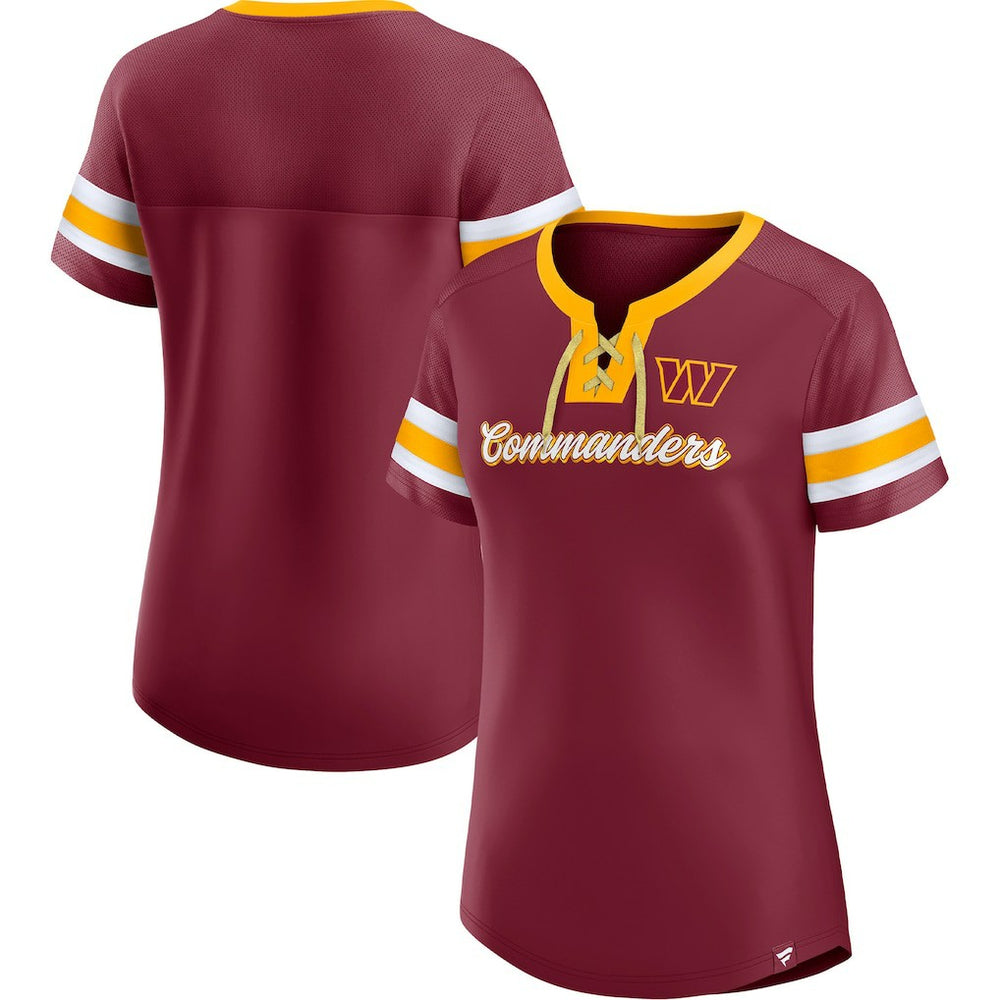 Fanatics Washington Commanders Women's Original State Lace-Up T-Shirt Burgundy