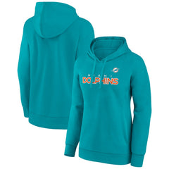 Fanatics Miami Dolphins Women's Iconic Cotton Fleece Checklist Pullover Hoodie Aqua