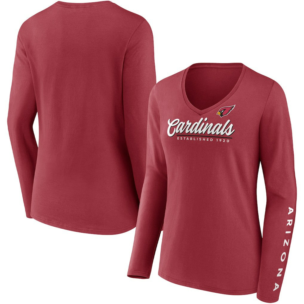 Fanatics Arizona Cardinals Women's Drive Forward V-Neck Long Sleeve T-Shirt Cardinal