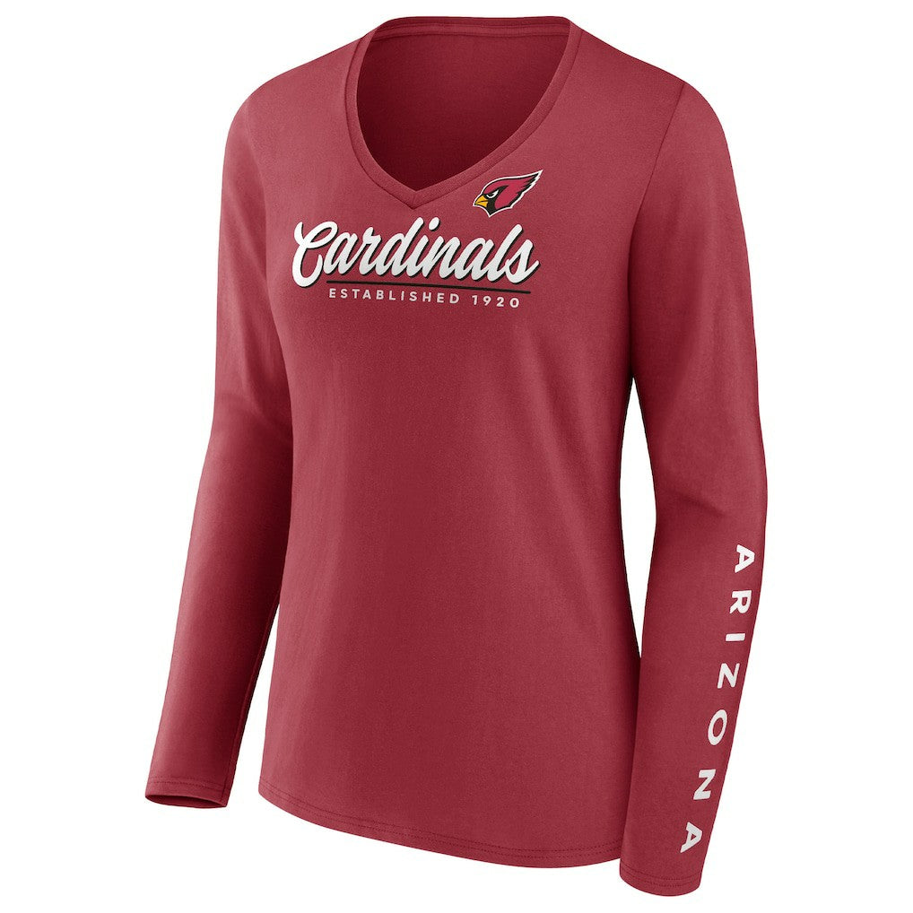 Fanatics Arizona Cardinals Women's Drive Forward V-Neck Long Sleeve T-Shirt Cardinal