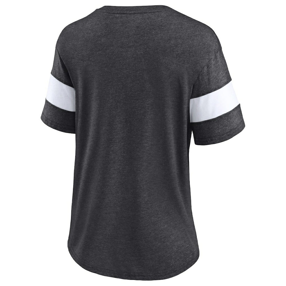 Fanatics New Orleans Saints Women's Distressed Team Tri-Blend V-Neck T-Shirt Heathered Charcoal/White