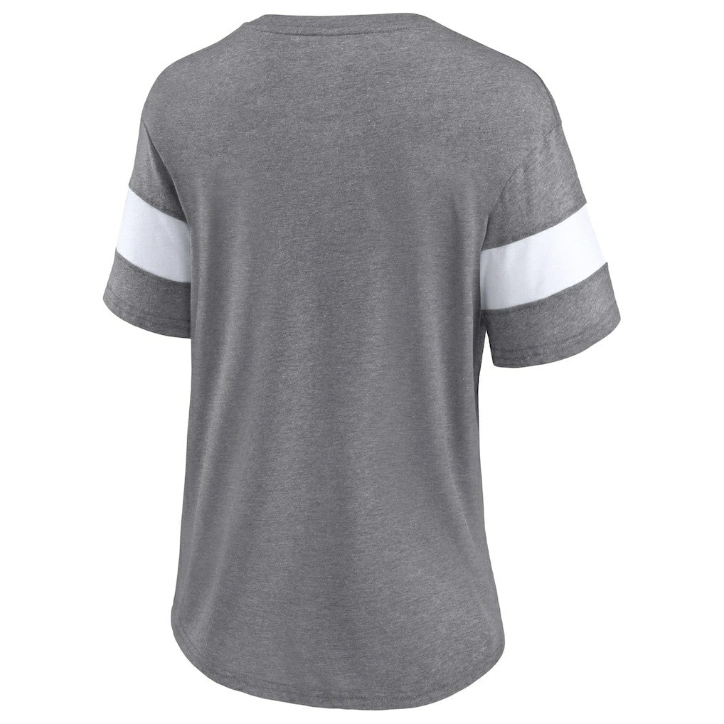 Fanatics Cleveland Browns Women's Distressed Team Tri-Blend V-Neck T-Shirt Heathered Gray/White