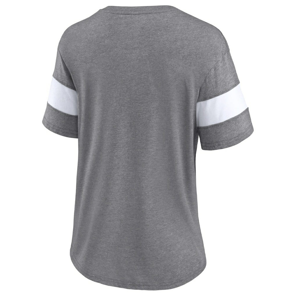 Fanatics Cleveland Browns Women's Distressed Team Tri-Blend V-Neck T-Shirt Heathered Gray/White