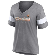 Fanatics Cleveland Browns Women's Give It All Half-Sleeve Tri-Blend V-Neck T-Shirt Heather Gray