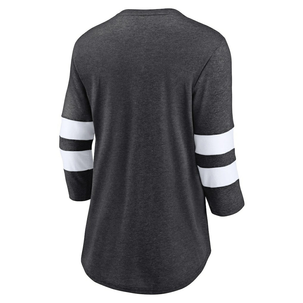 Fanatics Las Vegas Raiders Women's Primary Logo 3/4 Sleeve Scoop Neck T-Shirt Heathered Charcoal