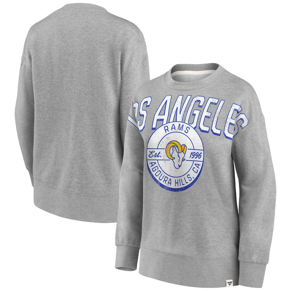 Fanatics Los Angeles Rams Women's Jump Distribution Tri-Blend Pullover Sweatshirt Heathered Gray