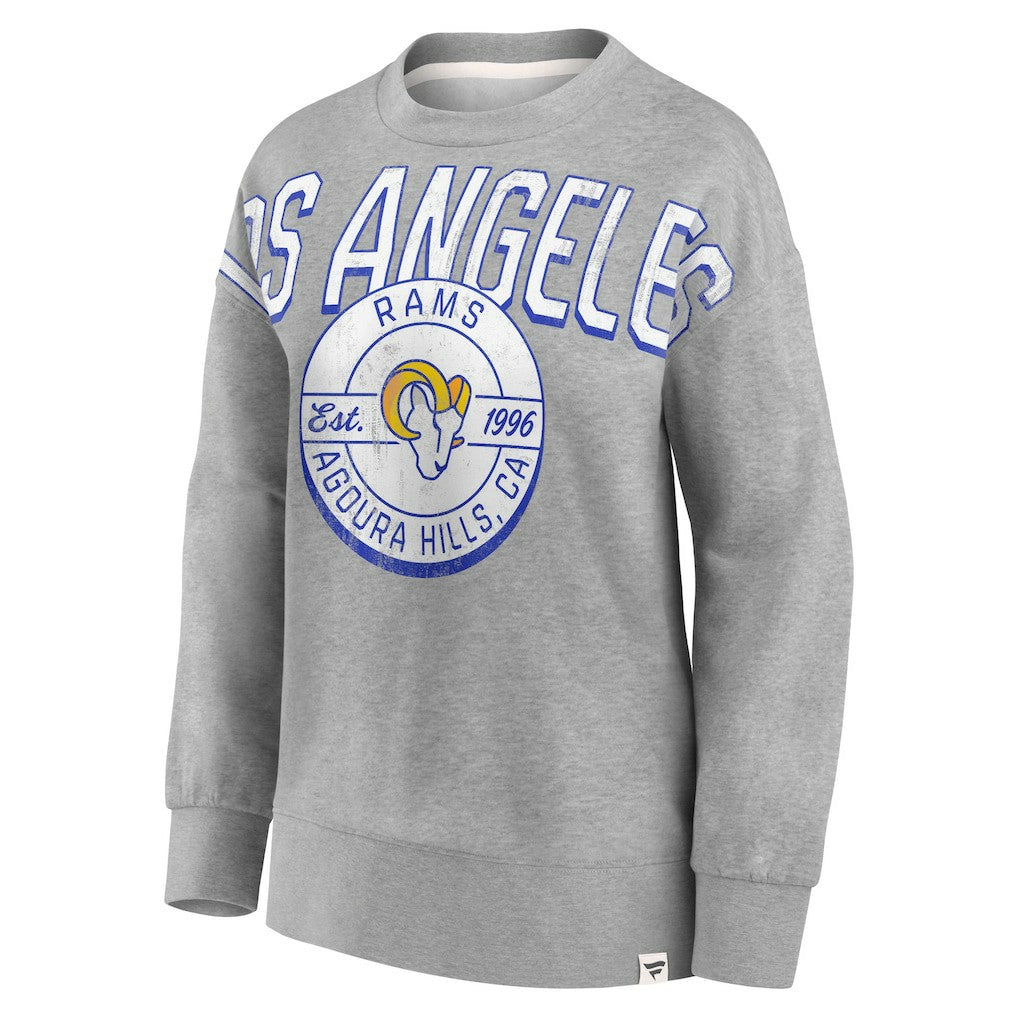 Fanatics Los Angeles Rams Women's Jump Distribution Tri-Blend Pullover Sweatshirt Heathered Gray