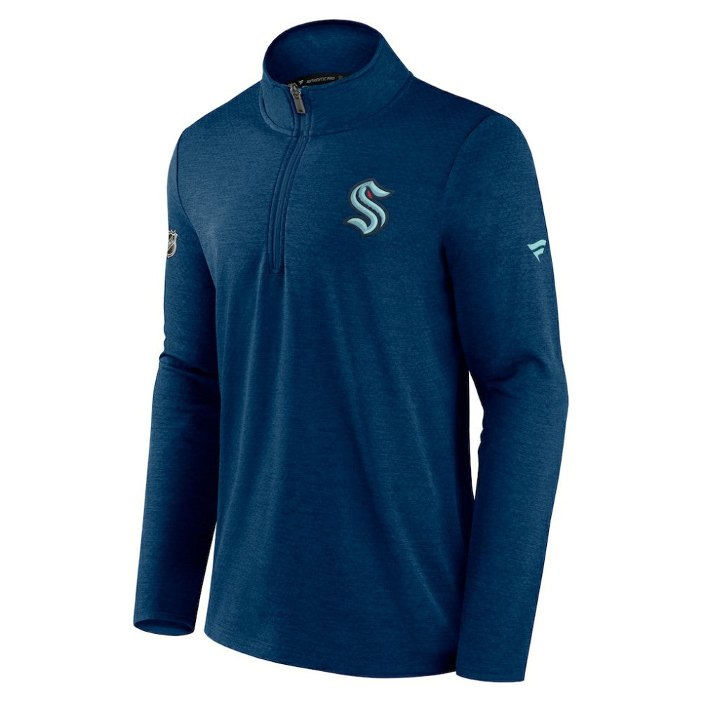 Seattle Kraken Fanatics Authentic Pro Rink Quartet-Zip Jacket - Heather Deep Sea Blue - NHL 4501543