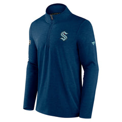 Seattle Kraken Fanatics Authentic Pro Rink Quartet-Zip Jacket - Heather Deep Sea Blue - NHL 4501543