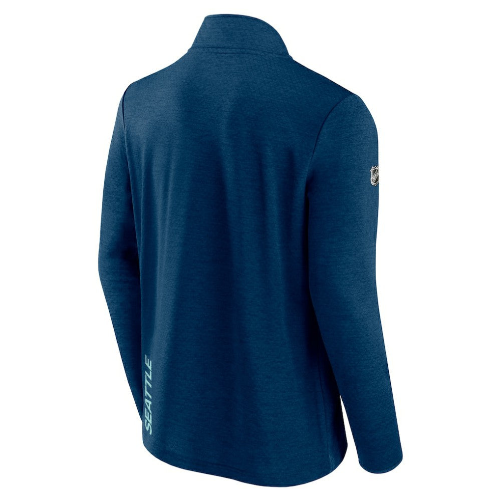 Seattle Kraken Fanatics Authentic Pro Rink Quartet-Zip Jacket - Heather Deep Sea Blue - NHL 4501543