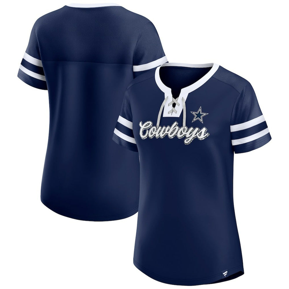 Fanatics Dallas Cowboys Women's Original State Lace-Up T-Shirt Navy