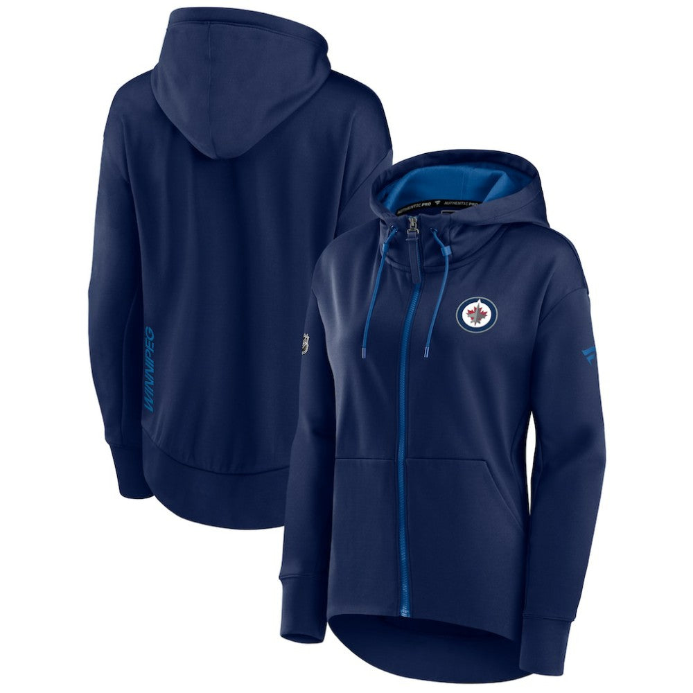 Winnipeg Jets Fanatics Women's Authentic Pro Rink Full-Zip Hoodie - Navy - NHL 4502277