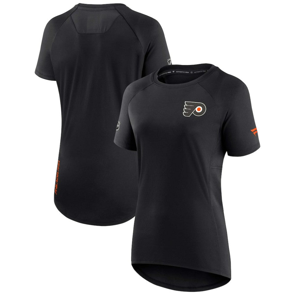 Philadelphia Flyers Fanatics Women's Authentic Pro Rink Raglan Tech T-Shirt - Black - NHL 4502300