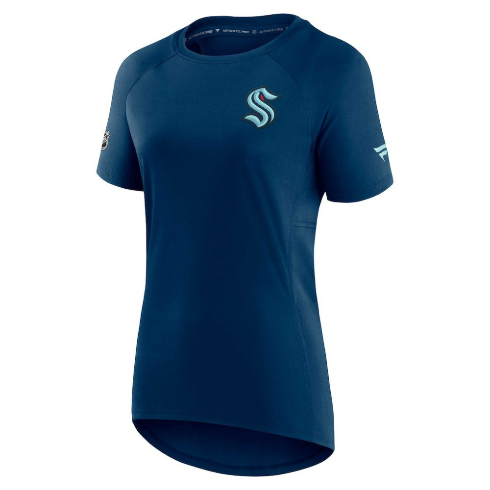 Seattle Kraken Fanatics Women's Authentic Pro Rink Raglan Tech T-Shirt - Deep Sea Blue - NHL 4502313