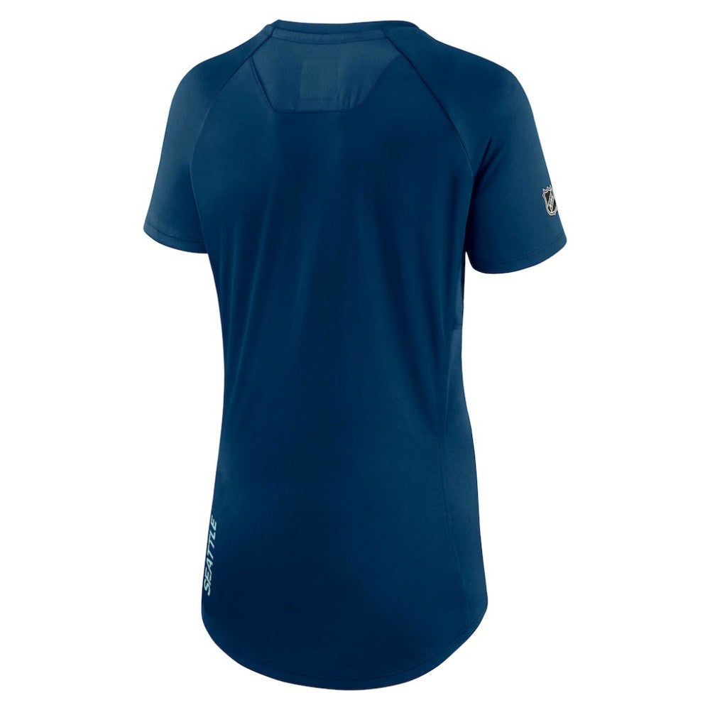 Seattle Kraken Fanatics Women's Authentic Pro Rink Raglan Tech T-Shirt - Deep Sea Blue - NHL 4502313