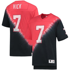 Mitchell & Ness Michael Vick Atlanta Falcons Retired Player Name & Number Diagonal Tie-Dye V-Neck T-Shirt Black/Red