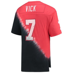 Mitchell & Ness Michael Vick Atlanta Falcons Retired Player Name & Number Diagonal Tie-Dye V-Neck T-Shirt Black/Red