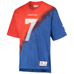 Mitchell & Ness John Elway Denver Broncos Retired Player Name & Number Diagonal Tie-Dye V-Neck T-Shirt Orange/Royal