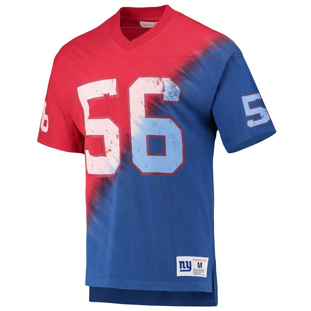 Mitchell & Ness Lawrence Taylor New York Giants Retired Player Name & Number Diagonal Tie-Dye V-Neck T-Shirt Red/Royal