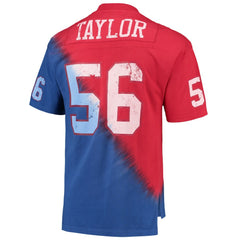 Mitchell & Ness Lawrence Taylor New York Giants Retired Player Name & Number Diagonal Tie-Dye V-Neck T-Shirt Red/Royal