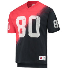 Mitchell & Ness Jerry Rice San Francisco 49ers Retired Player Name & Number Diagonal Tie-Dye V-Neck T-Shirt Black/Red