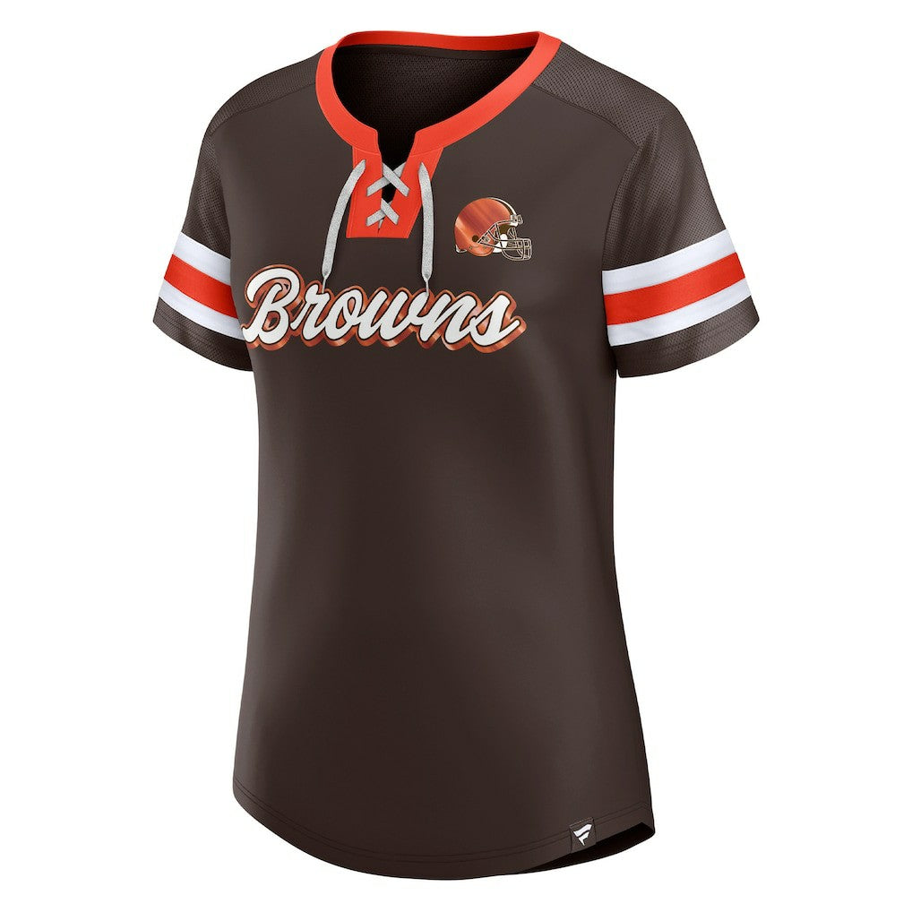 Fanatics Baker Mayfield Cleveland Browns Women's Athena Name & Number Notch Neck T-Shirt Brown