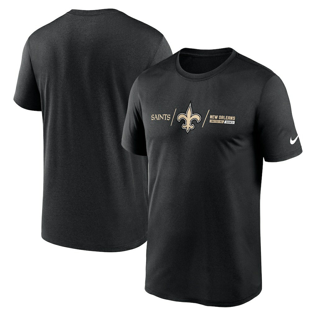 Nike New Orleans Saints Horizontal Lockup Legend Performance T-Shirt Black